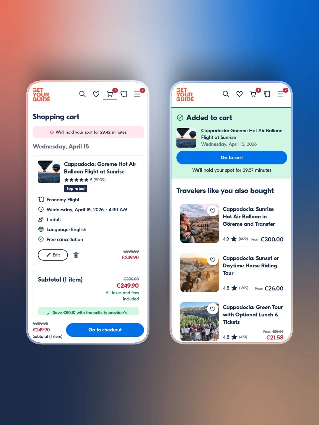 GetYourGuide checkout redesign